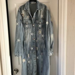 Steve Madden Denim distressed maxi coat